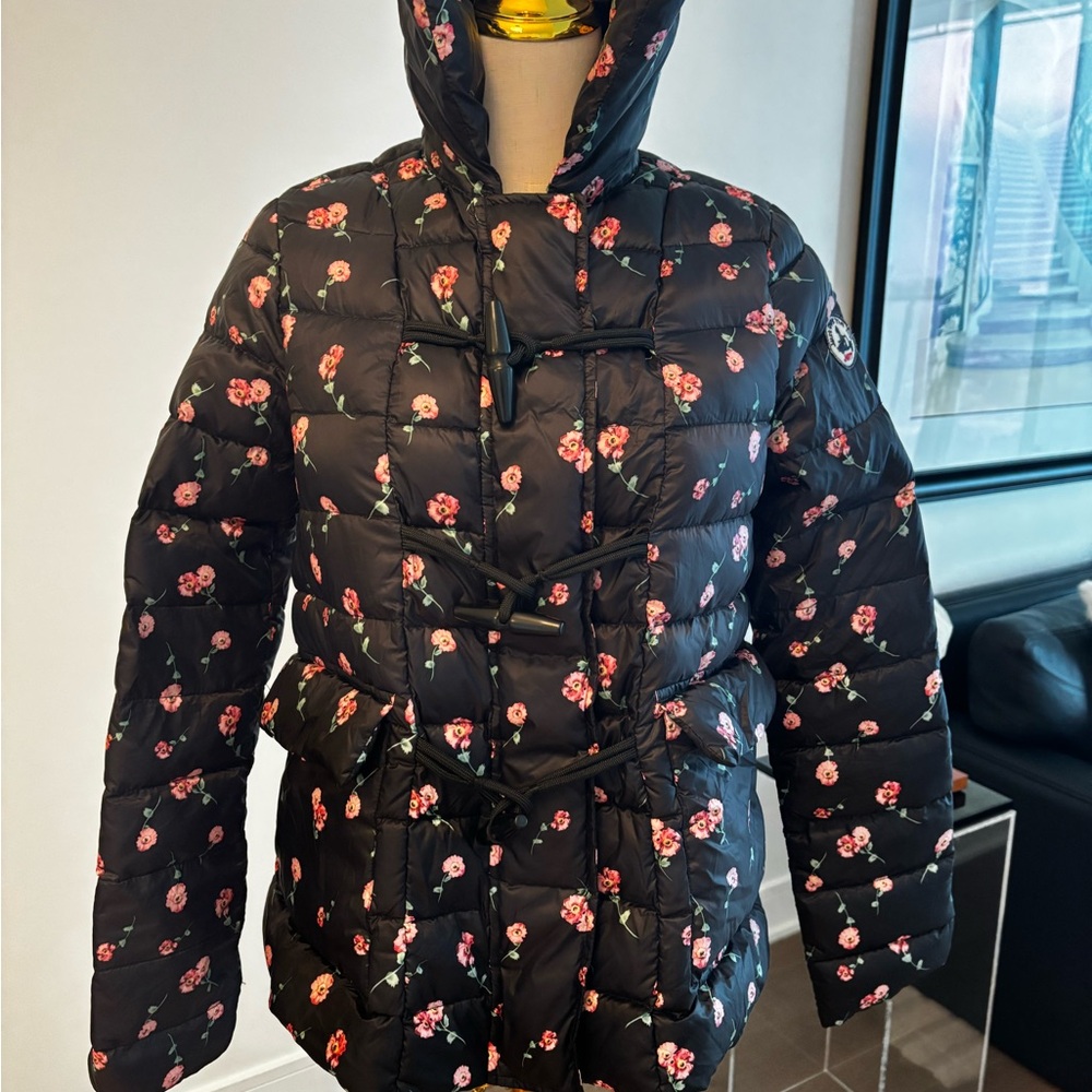JOTT Floral Black Puffer Jacket for Women